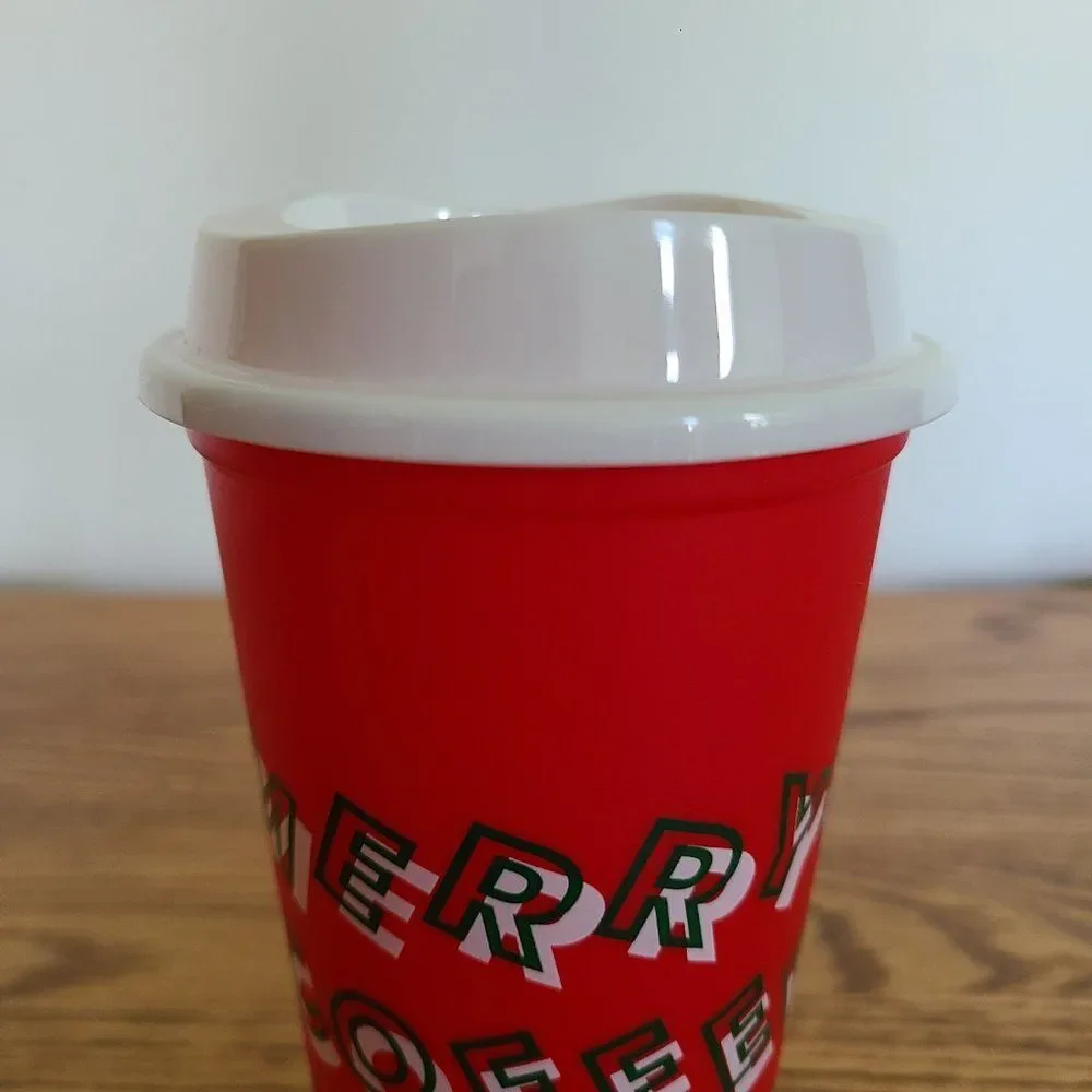2013 Holiday Christmas Starbucks Red Plastic Collectible Reusable Cup Mug W/Lid